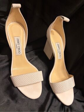 Jimmy Choo Women's Cream Block Heel Sandals